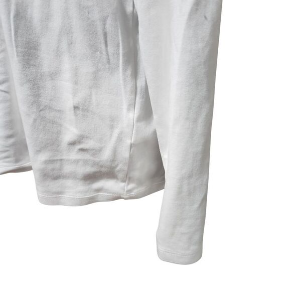 L.L. Bean White Shirt V Wrap Neck Medium Regular Long Sleeve Top Plain - Picture 10 of 10